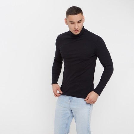 Turtleneck Men's Minaku: Basic Line Man Black Color, size 46-3