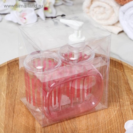 A set of accessories for the bathroom "stripes", 3 items (soap dish, soap dispenser, glass), red color-5