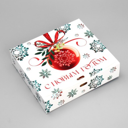 Gift box "Snowflakes", 20 x 18 x 5 cm, without tape, new year-1