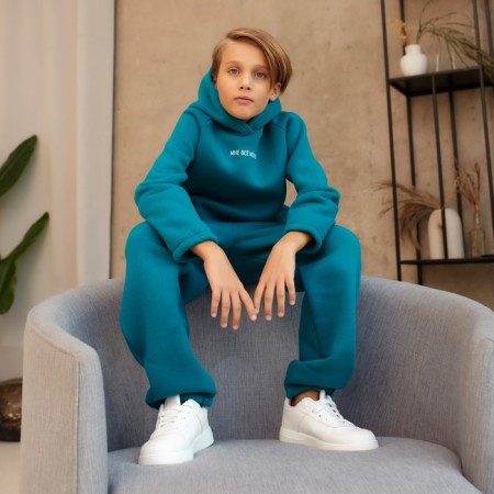 Kid for children (hoodies, trousers) minku: Basic Line Kids, Oversize, Emerald Color, Height 158-13