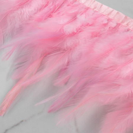 Braid with feathers of a rooster, 10-15 cm, 5 ± 0.5 m, pink color-3
