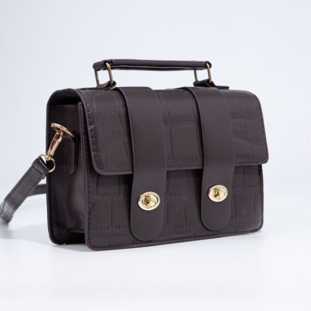 Women's bag on the valve, the color is dark brown-2