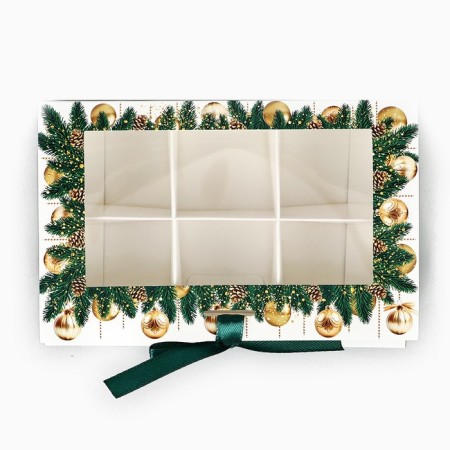 Box under 6 sweets with cells of "Happy New Year!" 14.8 x 9.5 x 3.5 cm, New Year-3