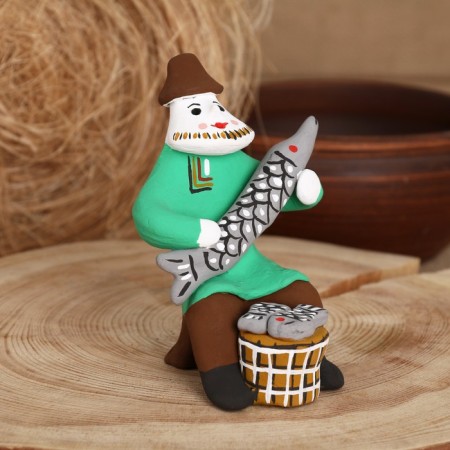 Souvenir "man with pike", Kargopol toy-4