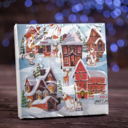 Paper Napkins Fresco, 33x33 cm, 2 layers, 20 pcs, with a drawing "House"-3