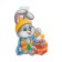 Poster of a cut -off "Bunny with New Year's toys" two -sided, 49 x 39 cm