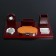 Table set 6V1 with a business card holder and clock, red tree