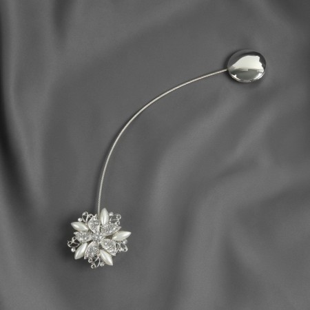 Picked up for curtains "Chic flower", d = 6 cm, silver color-1
