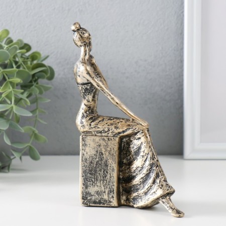 Souvenir Polystone "Girl on Stone" under bronze 12.5x5x17 cm-3
