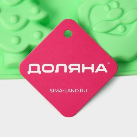 Baking uniform "New Year", silicone, 27 × 17 × 2 cm, 6 cells, green color-7