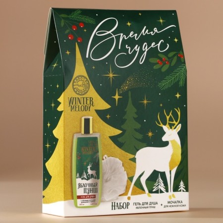 Gift set of cosmetics, shower gel 250 ml and washcloth, Winter Melody by Ural Lab-6