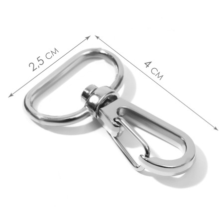 Metal carbine, 40 × 25 mm / 21 × 2 mm, 10 pcs, silver color-1