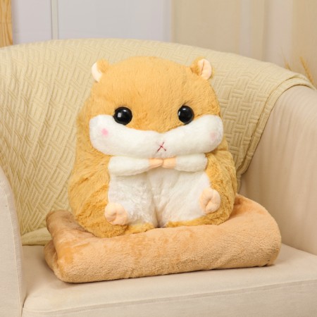 Soft toy "hamster" with a blanket, 30 cm, beige color-2