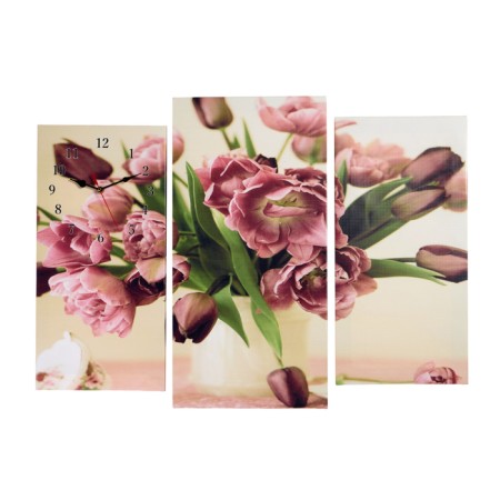 Carty clock is wall-mounted, modular "flowers in a vase", silent, 60 x 80 cm, triptych