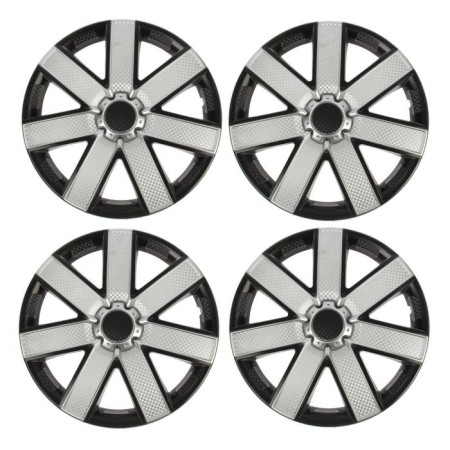Wheel caps R16 "Galaxi", silver-black carbon