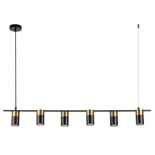 Светильник подвесной Indigo, 11014/6P Black. 6х35Вт, GU10, 1080х100х135/1670 мм, цвет золотой