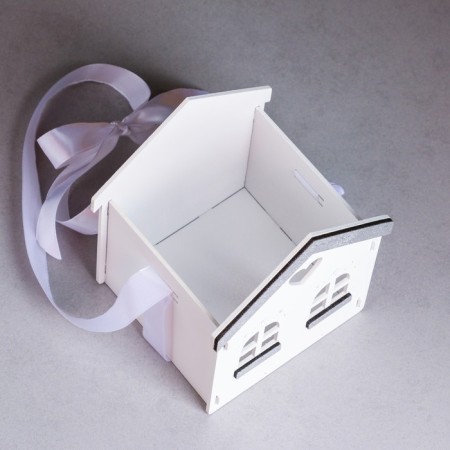 Kashpo wooden "house", 13x12x15.5 cm, oak, white-2