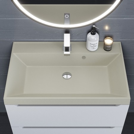 Sink uperwood Classic quartz 70 cm, quartz, beige matte, linen-3