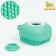 Brush for washing and massage of animals, with a container for shampoo, turquoise