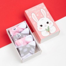 A set of New Year's socks for a girl crumb I am a “bunny”, 4 pairs, 10-12 cm