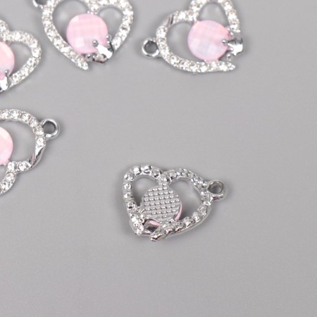 Decor for creativity metal, rhinestones "heart with crown" silver, lilac 2.1x1.6x0.6 cm 1070844-1