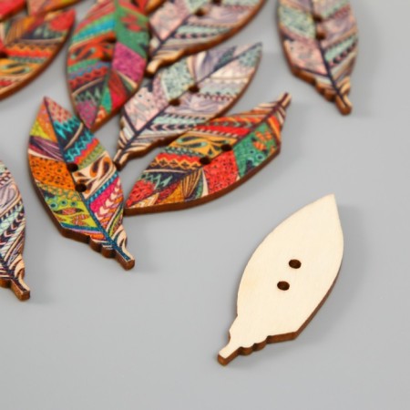 Button wood for creativity 2 punctures "Fogger with patterns" set of 16 pcs mix 4.2x1.4x0.2 cm-2