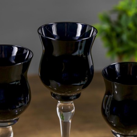 Glass candlestick Set 3 pcs "Voal" height 26cm, 23 cm, 20 cm black-2