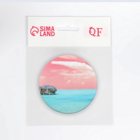 Folding mirror "beach", d = 7.5 cm, with an increase, pink/turquoise color-5