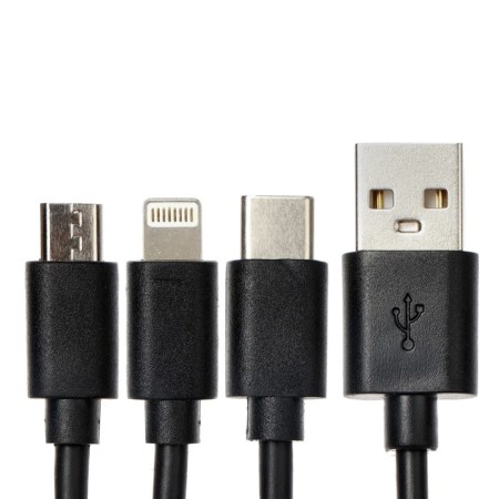 Cable 3 in 1 Exployd Ex-K-646, USB-Microusb/Lightning/Type-C, 2.1 A, 1.2M, silicone, black-1