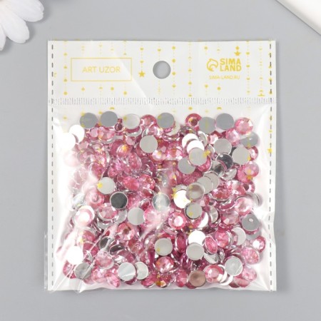 Decor for creativity plastic "Rhinestones. Light pink" set 300 pcs d = 0.8 cm-3