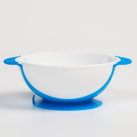 Feeding set: a bowl on the suction cup 340 ml., With a lid, a thermal carp, the color is blue-3