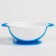 Feeding set: a bowl on the suction cup 340 ml., With a lid, a thermal carp, the color is blue