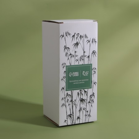 Organizer for storing cotton pads, with a lid, D 6.5 × 18 cm, in a cardboard box, the color is transparent/brown-7