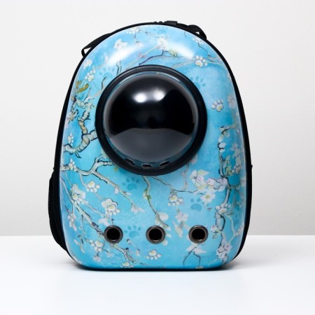 A backpack for carrying animals "paws", with a viewing window, 32 x 25 x 42 cm, blue-9