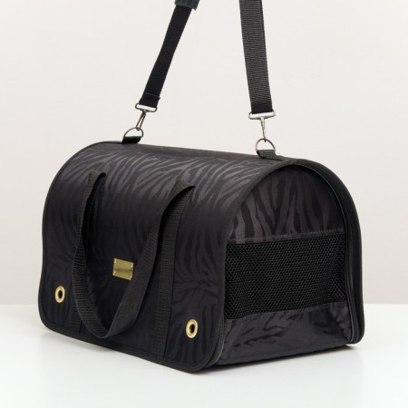 Bag - Animal carrying "Lux", PVC, Jacquard, 46 x 28.5 x 30 cm, black-2