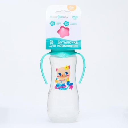 A bottle for feeding "Trend. Kotorusalka ”, classic throat, 250 ml., From 3 months, fitted, with handles, pink color-5