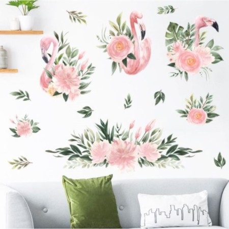 Interior color sticker "Flamingo in colors" 48x62 cm