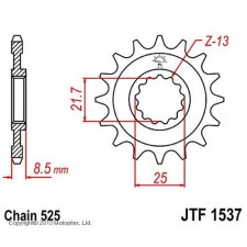 Front star, host, JTF1537 for a motorcycle, steel, chain 525, 16 teeth