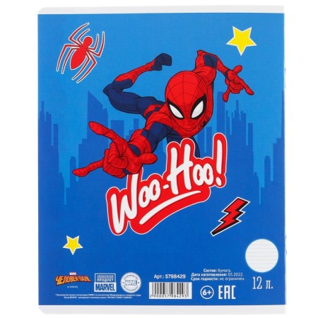Notebook in a ruler of 12 sheets, 5 types of mix, cover coated cardboard, spider-man-5