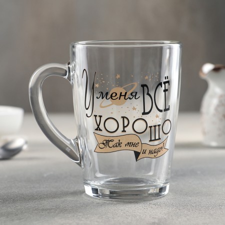 Glass mug “Wishes”, 300 ml, MIX drawing