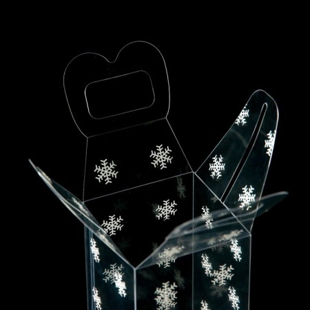 New Year. Box gift New Year's folding PVC "Snowflakes" 6 x 6 x 10 cm.-6