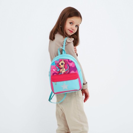 Bulk textile backpack with pocket "Magic Horse", a reflector. Elements, 27x23 x 10 cm-7