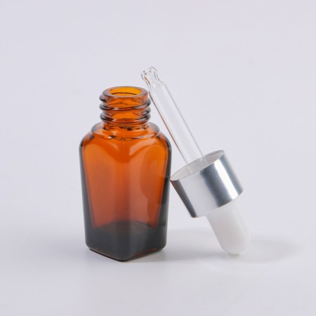 A glass bottle for storage with a pipette, 10 ml, brown/white color-7