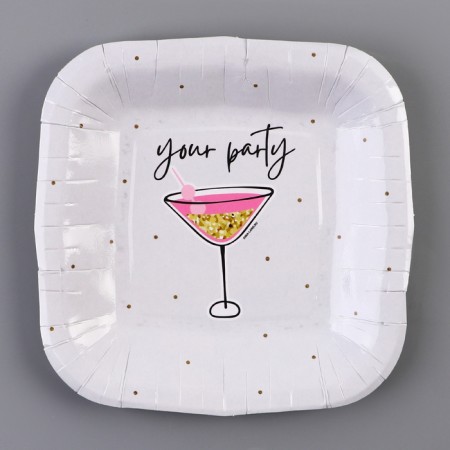Plate plate disposable square "festive" party, 16.5x16.5 cm-1