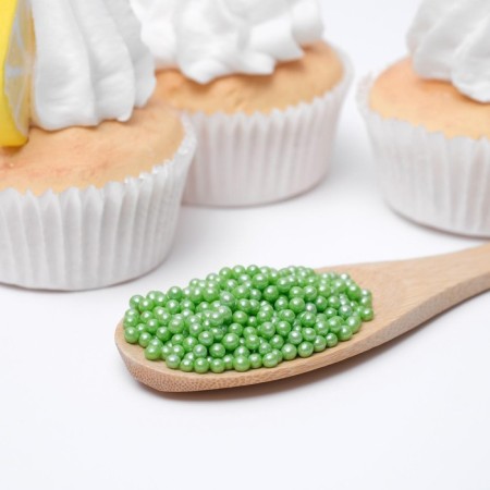 Confectionery sprinkling with a soft center "Pearls". Green, 2-5 mm, 50 g-3