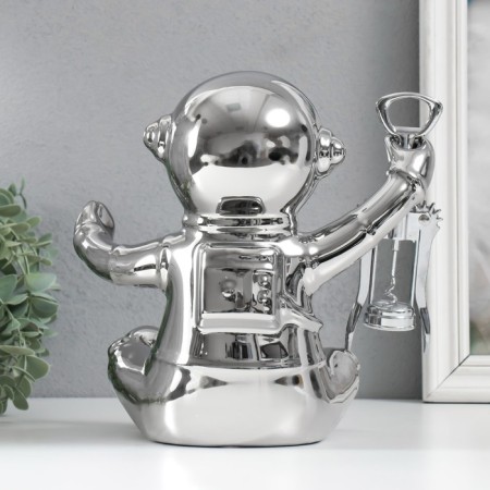 Souvenir ceramic stand for the bottle "Cosmonaut" silver 22.5x21x24 cm-3