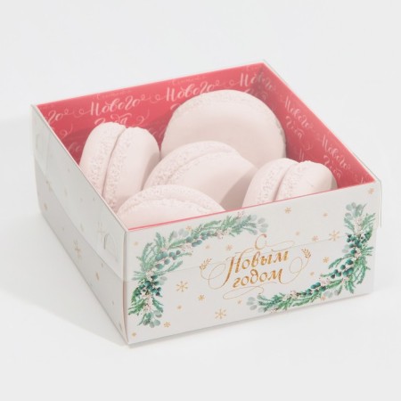Box for confectionery with PVC cover "Pattern", 12 x 6 x 11.5 cm, New Year