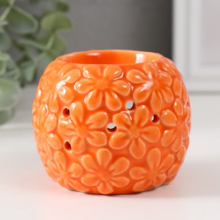 Aroma lamp ceramics "flowers" orange 7.5x7.5x7.5 cm
