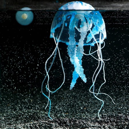 Decor for the Aquarium "Medusa" silicone, with a neon effect, 10 x 10 x 20.5 cm, blue-2