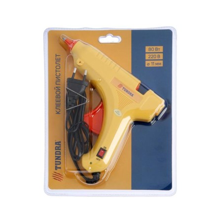 Tundra glue gun, 80 watts, 220 V, switch, indicator, anti -bore, cord 1.3 m, 11 mm-11